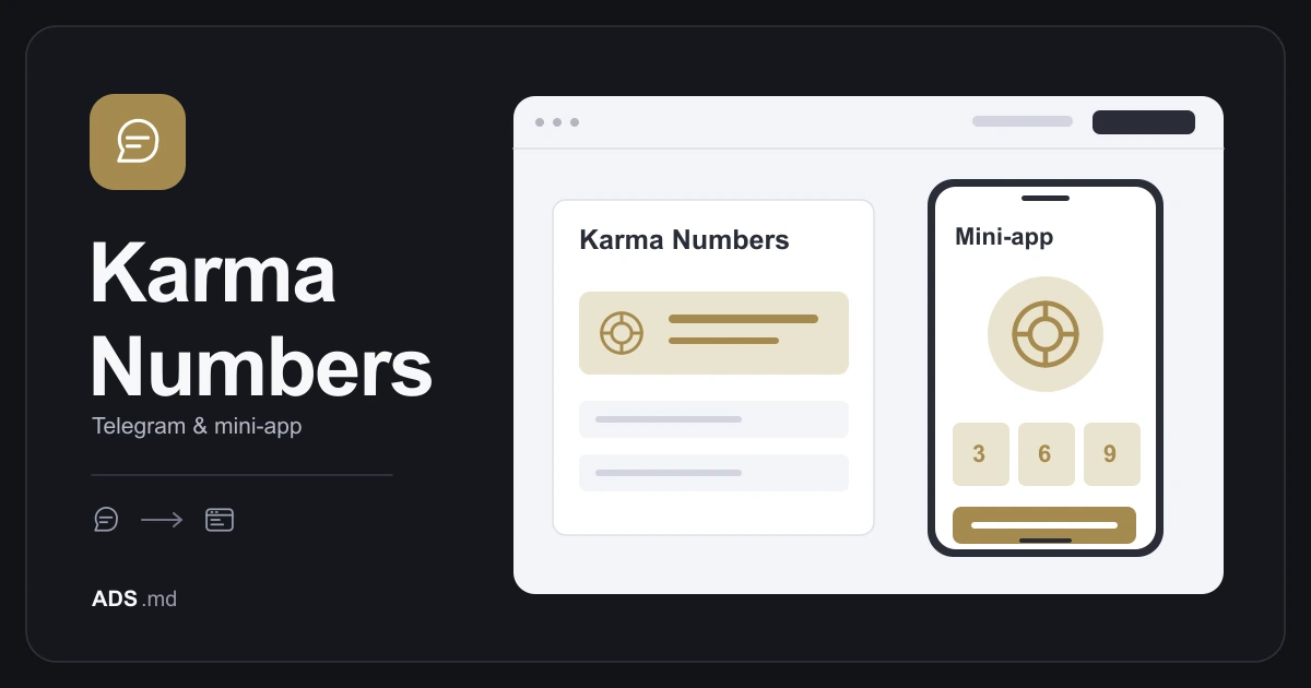 Editorial illustration: KARMANUMBERS: a Telegram bot, mini app and course access