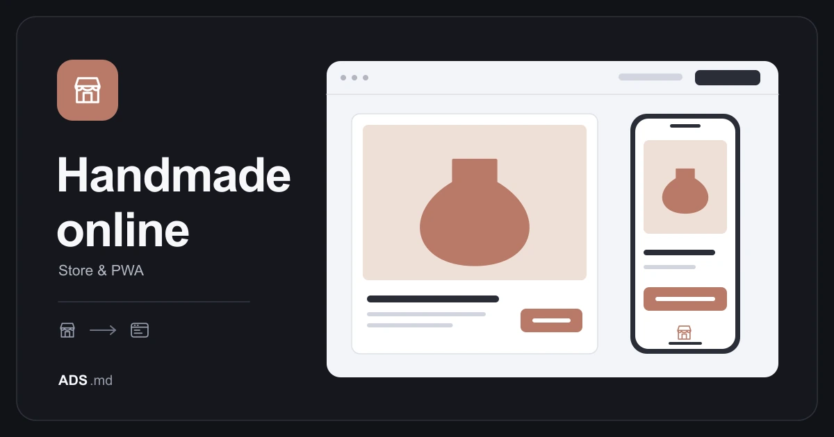 Editorial illustration: An artisan shop: product stories, orders and returning through a PWA