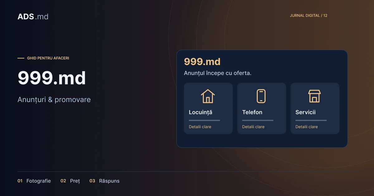 Ilustrație editorială: 999.md pentru afaceri: cum pregătești anunțuri care ajută vânzarea