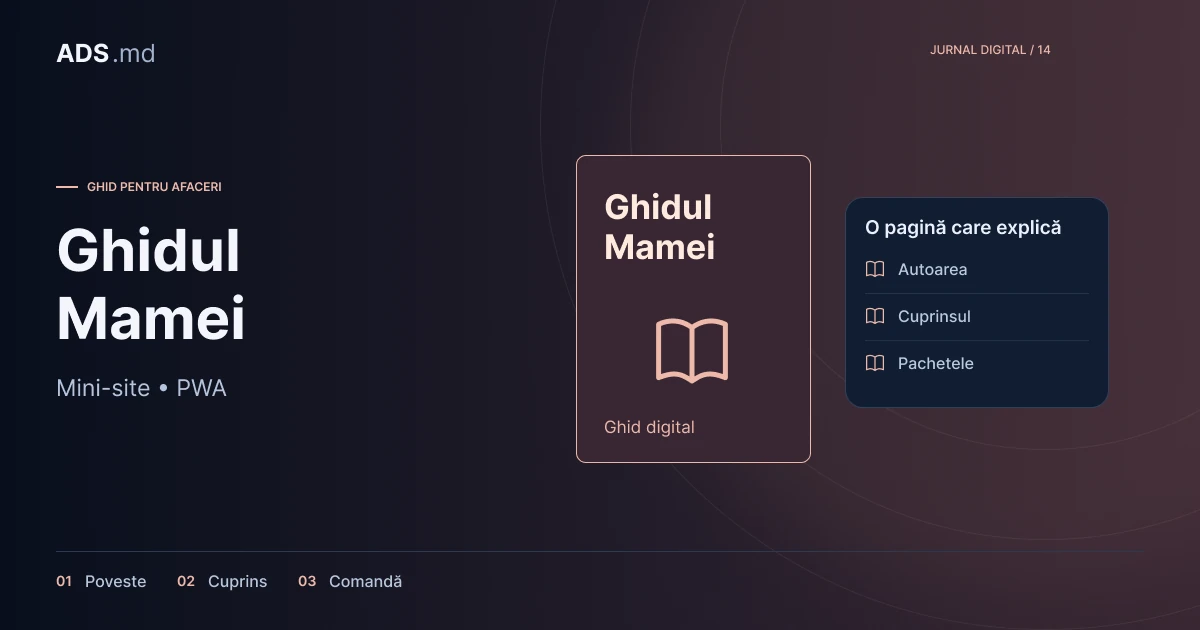 Ilustrație editorială: Ghidul Mamei: cum construiești un mini-site pentru un ghid digital