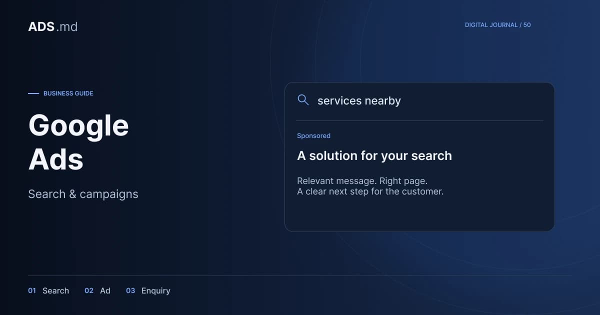 Editorial illustration: Google Ads for services: prepare your first Search campaign