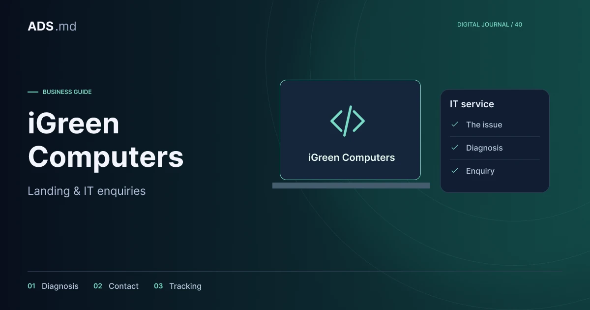 Editorial illustration: iGreen Computers: connecting IT ads with service enquiries
