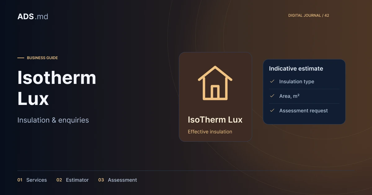 Editorial illustration: IsoTherm Lux: services, a calculator and assessment enquiries