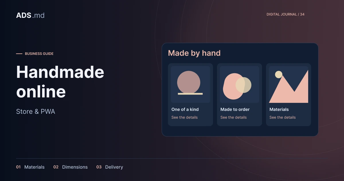 Editorial illustration: An artisan shop: product stories, orders and returning through a PWA