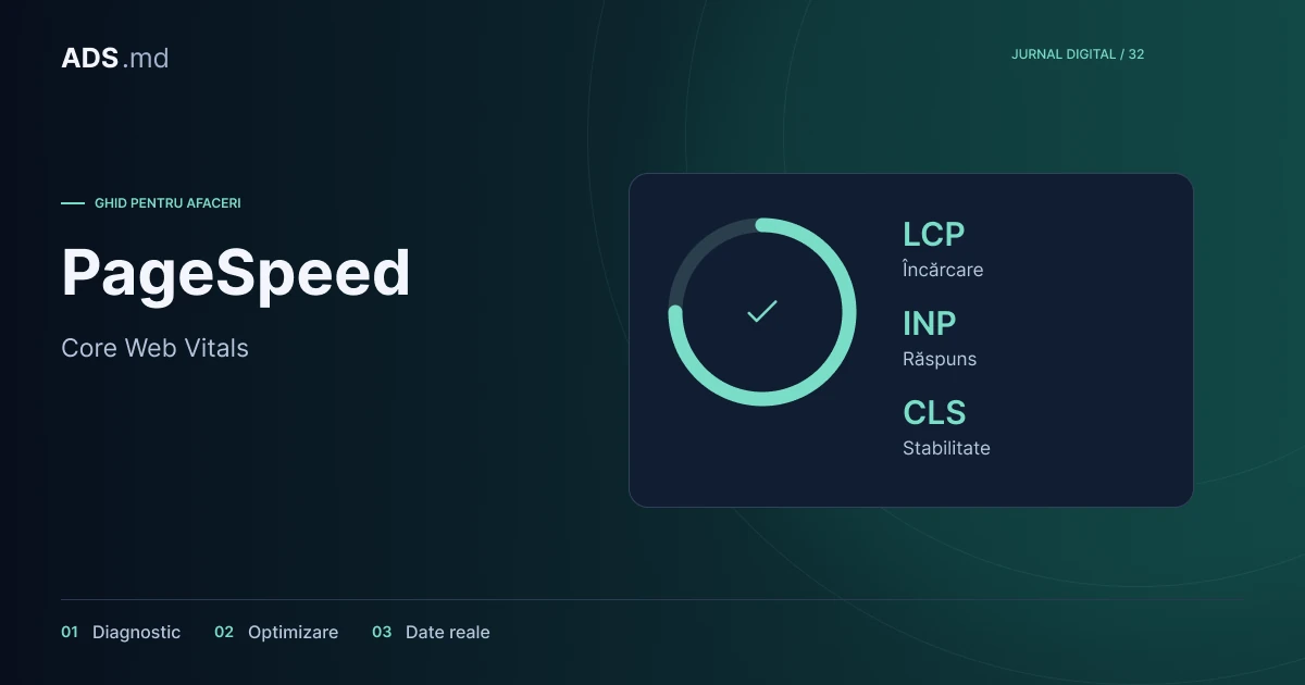 Ilustrație editorială: PageSpeed și Core Web Vitals: cum repari problemele reale