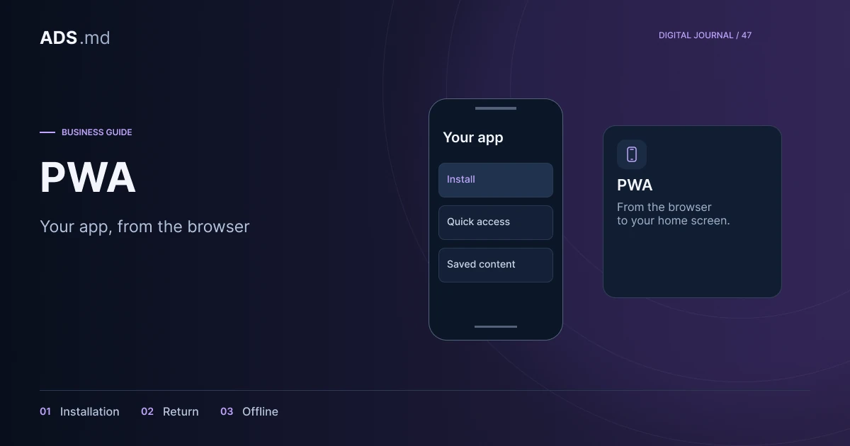 Editorial illustration: A business PWA: installation, return visits and offline behaviour