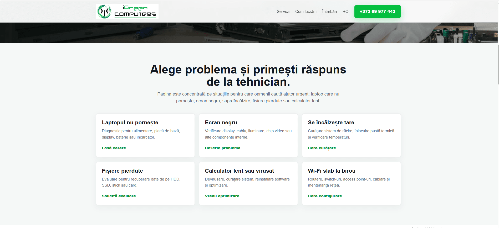 iGreen Computers - Problem cards