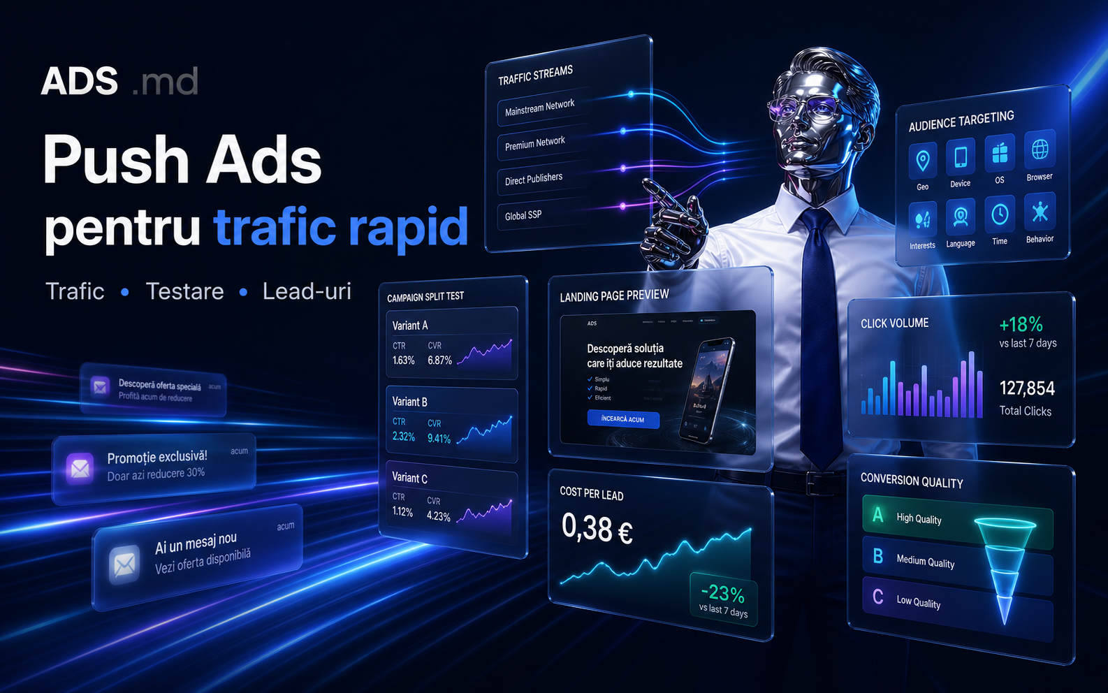 Trafic Push / Pop / Direct Click / InPage ADS Moldova